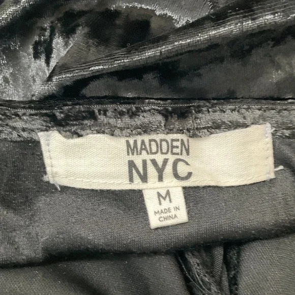 Madden NYC Crop Top Women M Black Velvet Rhinestone Heart Glam Dark Corquette - Picture 4 of 12